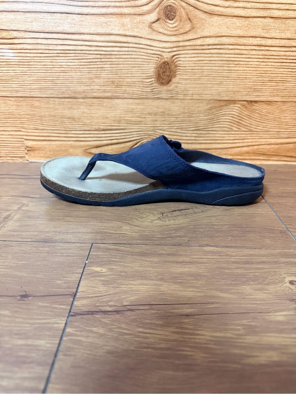 Teva Womens Cork Thong Sandals Size 10 Navy Blue Suede Flip Flops - Picture 10 of 12